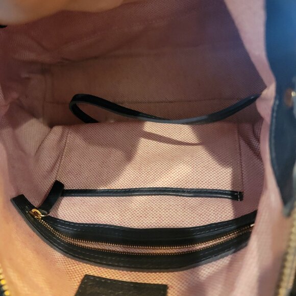 Dooney & Bourke Dillen Satchel Navy Pebbled Leather Double Pocket Hobo Bag - Picture 13 of 15